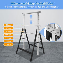 SWANEW Gerüstbock, Arbeitsbock Höhenverstellbar 7-stufig (80-130cm)
