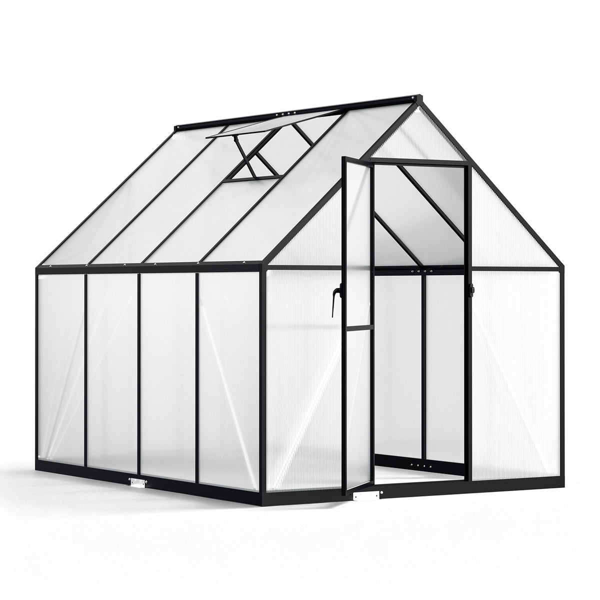 SWANEW Gewächshaus Aluminium, 4 mm Polycarbonat-Hohlkammerplatten, mit Fenster & Metall-Türgriff