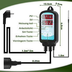 SWANEW Gewächshausheizung mit thermostat, Gewächshaus Elektrische Heizung, Frostwächter Gewächshaus mit eingebautem