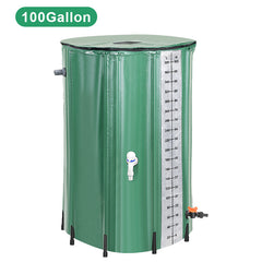 SWANEW Faltbare Regentonne, 380L Regenwassertank Mit Wasserhahn und Ablassventil, Tragbarer Wasserspeicher Regenfass, PVC Wassertank (Mit Skala)