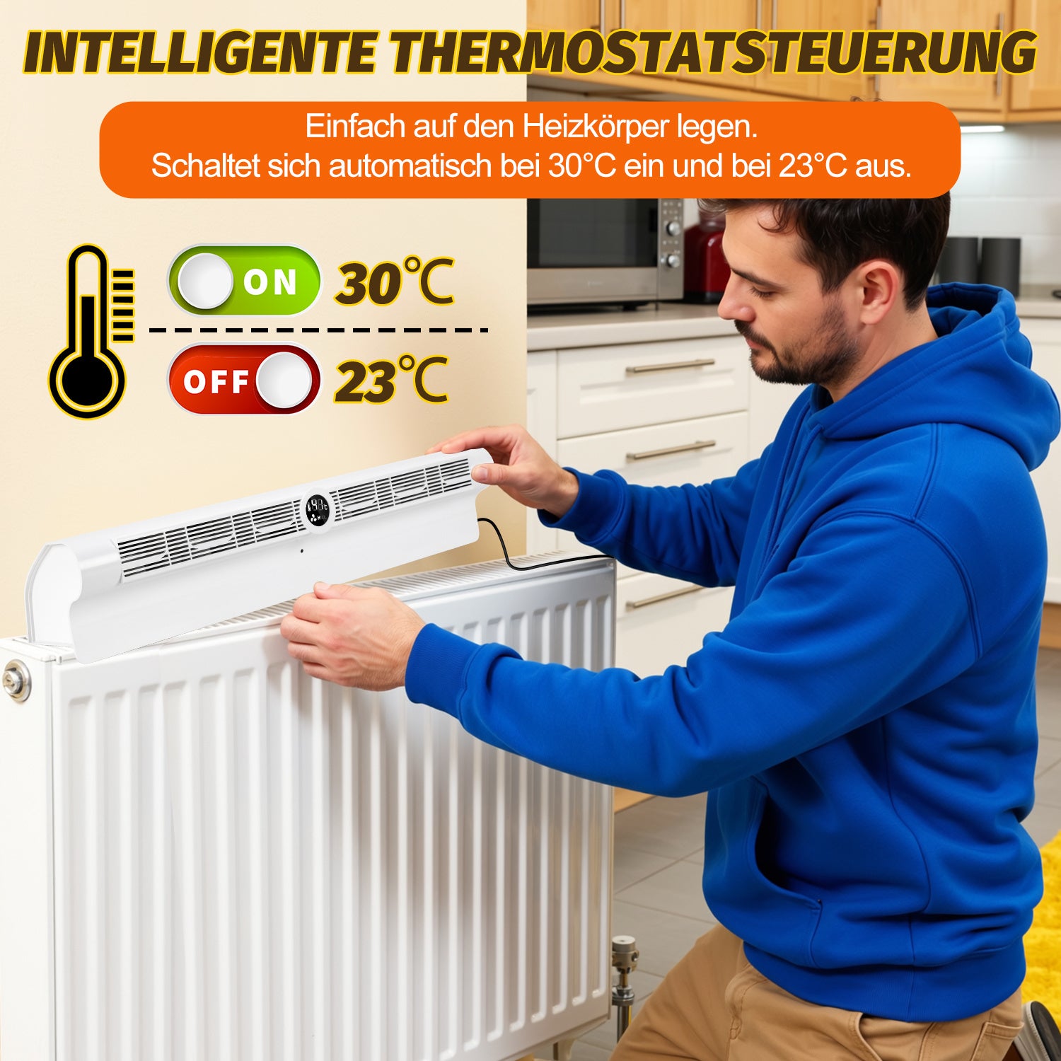 SWANEW Heizkörper Ventilator mit 6 Auslässen, Heizkörperverstärker, 3-Stufen-Regelung, Heizverstärker für Heizungen