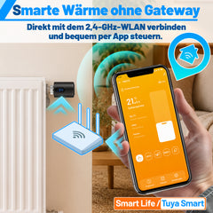 SWANEW Heizkörperthermostat, 5-35 °C, Wochenprogramm, mit 7 Ventiladapter
