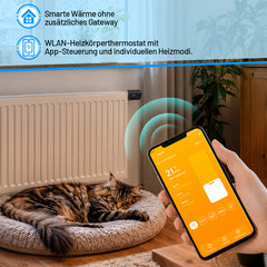 SWANEW Heizkörperthermostat, 5-35 °C, Wochenprogramm, mit 7 Ventiladapter