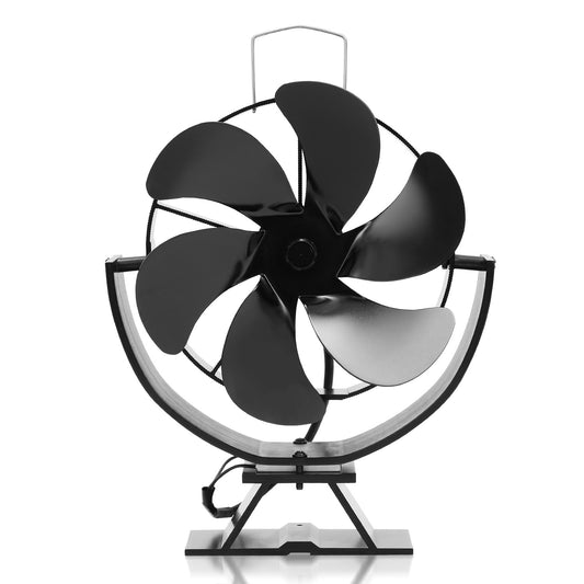 SWANEW Kaminventilator 6 Blätter mit Thermometer, Einstellbarer Winkel Ofenventilator ohne strom