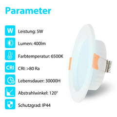 SWANEW 20x LED Einbaustrahler 3200K/6000K, LED strahler, 220V 5W Deckenstrahler, Deckenspot