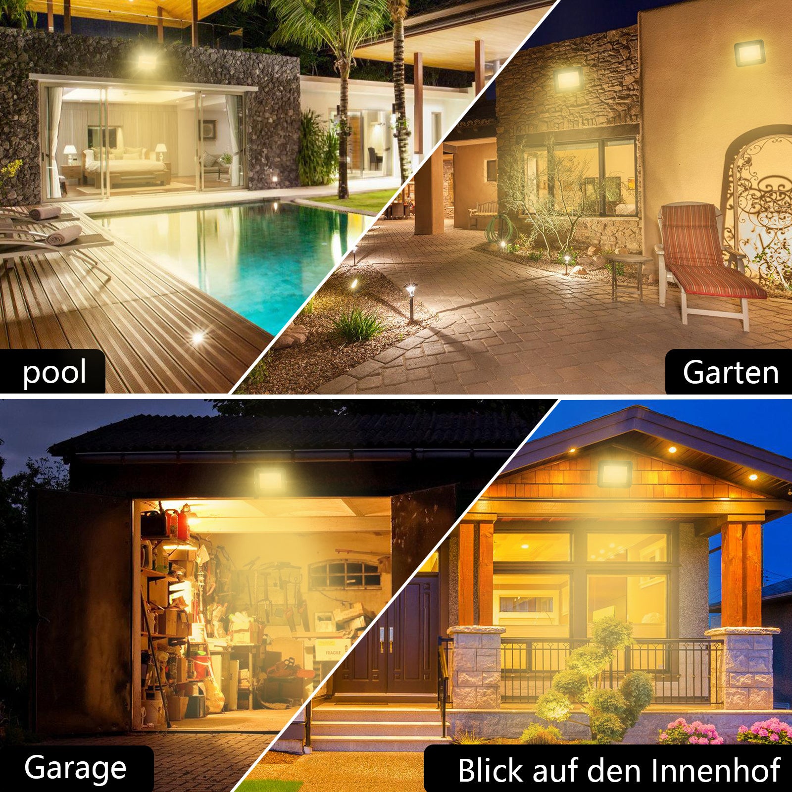 SWANEW LED Strahler Außen, LED Fluter 10W-100W, LED Scheinwerfer Kaltweiß/Warmweiß, Aussenstrahler IP66 Wasserdicht (Kein Stecker)