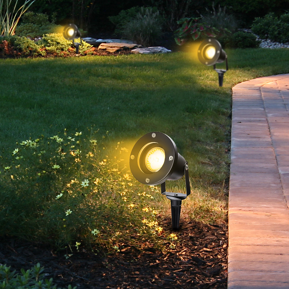 SWANEW LED Gartenstrahler 4W, Gartenleuchte GU10 4000K Warmweiß, Gartenbeleuchtung mit Erdspieß, IP65 Gartenlampe mit Stecker