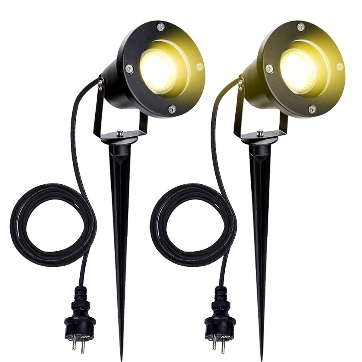SWANEW LED Gartenstrahler 4W, Gartenleuchte GU10 4000K Warmweiß, Gartenbeleuchtung mit Erdspieß, IP65 Gartenlampe mit Stecker