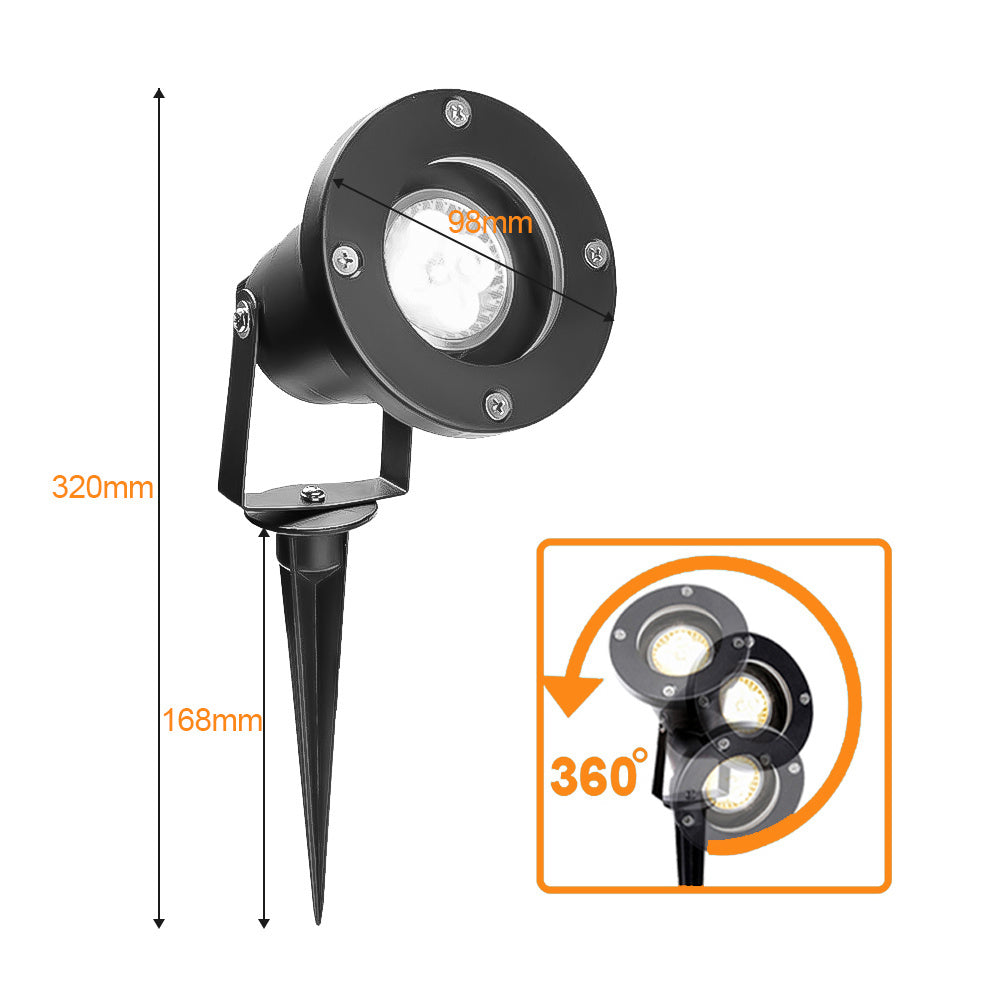 SWANEW LED Gartenstrahler 4W, Gartenleuchte GU10 4000K Warmweiß, Gartenbeleuchtung mit Erdspieß, IP65 Gartenlampe mit Stecker