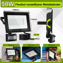SWANEW 10-100W LED Strahler mit Bewegungsmelder, LED Fluter Kaltweiß Wandstrahler Außen IP66, Scheinwerfer,  Gartenlampe, Baustrahler (kein Stecker)