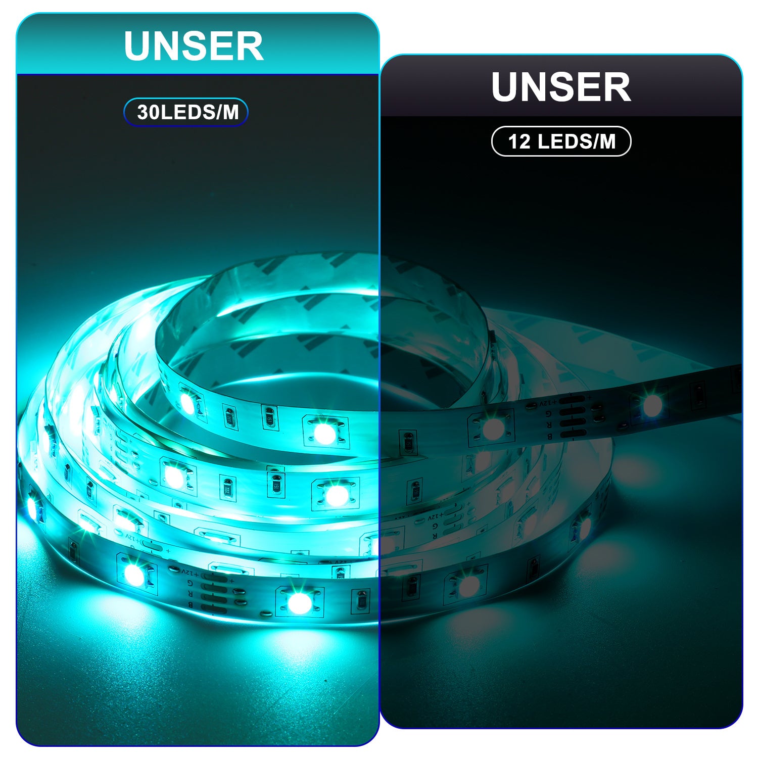 SWANEW Led Streifen RGB SMD 5050, LED Strip Selbstklebend, mit 24-Tasten-Fernbedienung, Dimmbar LED lichtband Leiste, für Zuhause, Partei