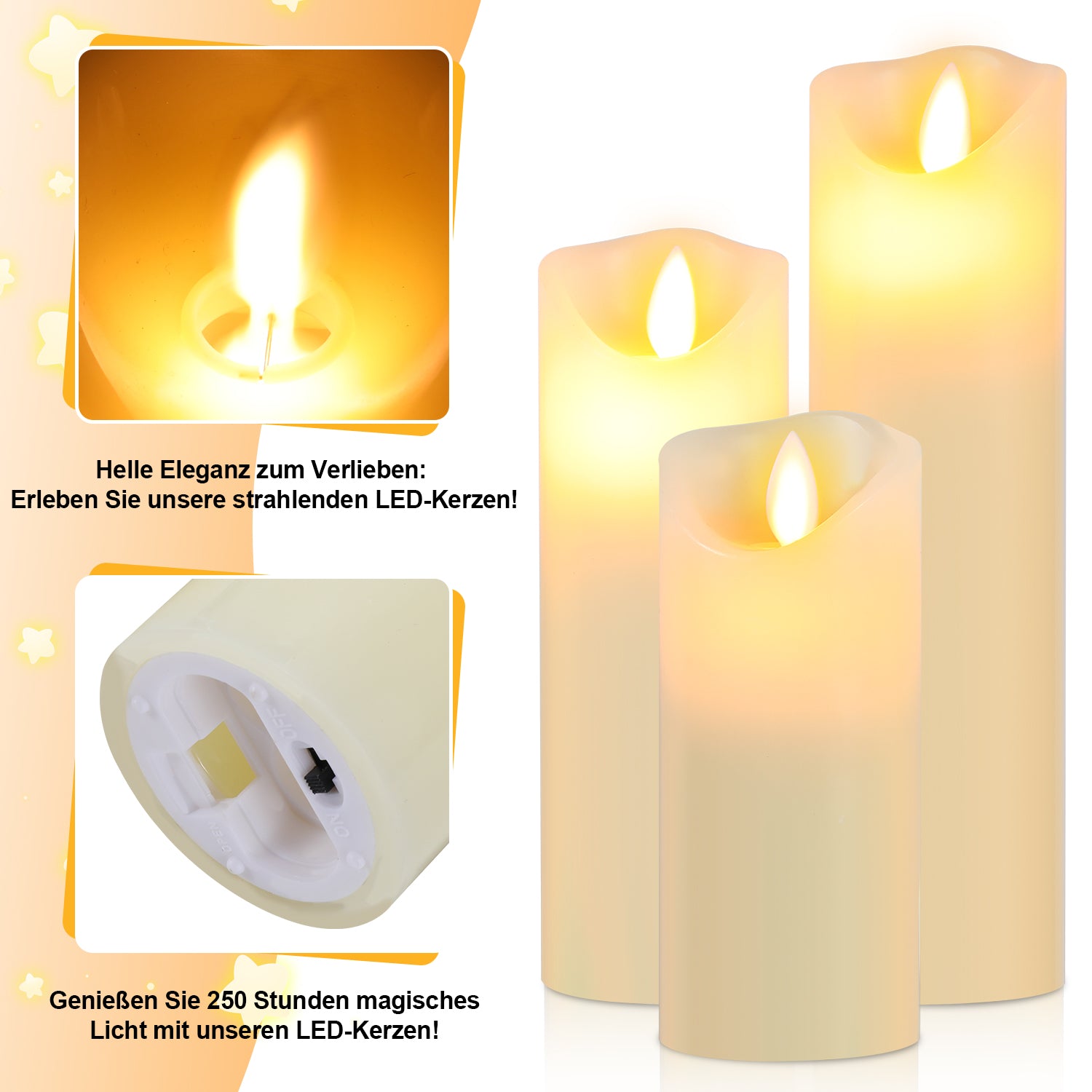 SWANEW Led Kerzen, Flackernde Kerzen Set, Mit Timerfunktion, Kerze Dekokerzen