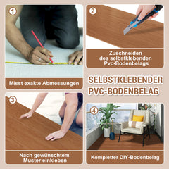 SWANEW PVC Bodenbelag Vinylboden Selbstklebend, Klebefliesen Boden, 91,44x15,24cm