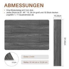 SWANEW PVC Bodenbelag Vinylboden Selbstklebend, Klebefliesen Boden, 91,44x15,24cm