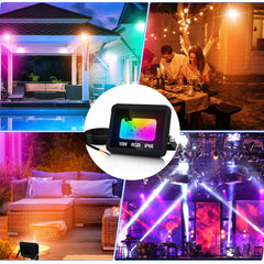 SWANEW RGB LED Strahler Außen mit Fernbedienung, 10/20/30/50 W Fluter LED Dimmbar, Flutlicht IP66 Wasserdicht, 4 Modi