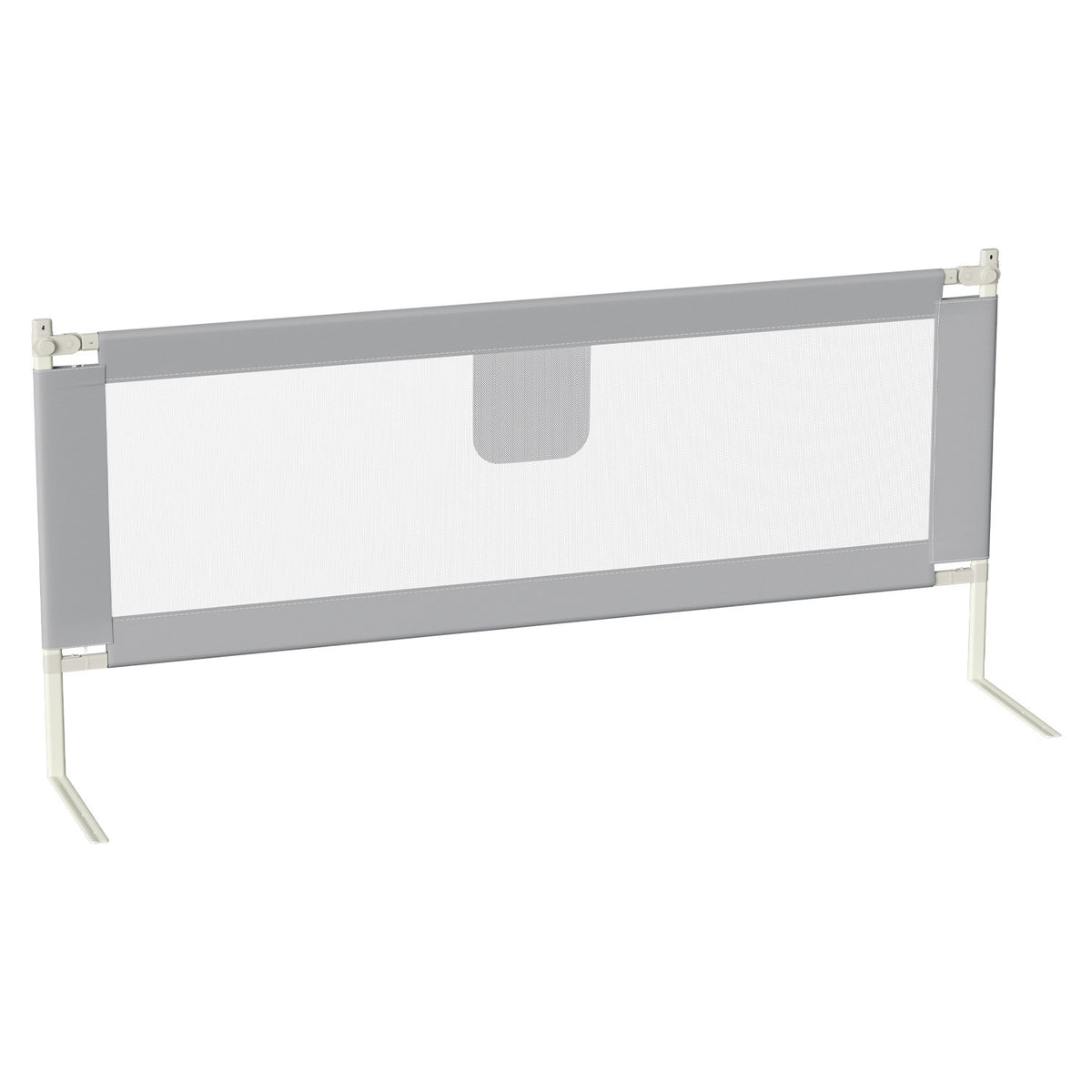 SWANEW Rausfallschutz, Bettschutzgitter höhenverstellbar 64-96 cm, Babybettgitter mit Doppelknopfschalter, Kinderbettgitter für Kleinkinder