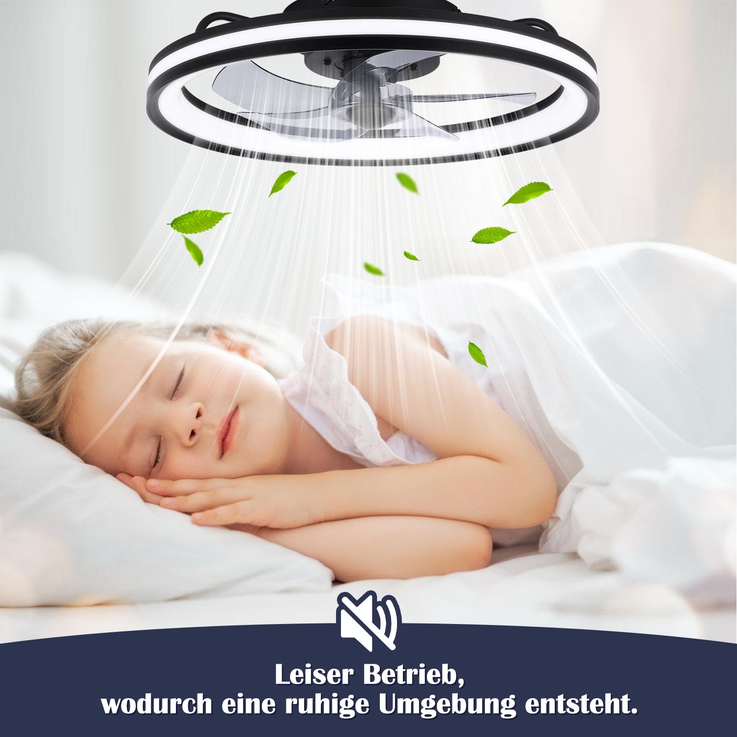 SWANEW Deckenventilator Mit Beleuchtung Dimmbar Ventilator Ø50cm, Fernbedienung/APP-Steuerung, 6 Windstufen, Deckenleuchte mit Ventilator