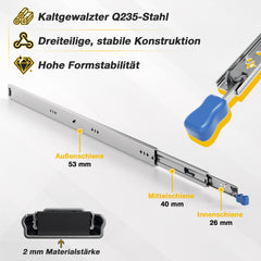 SWANEW Schwerlastauszug mit Verriegelung, Länge 300MM- 1150MM Schwerlastauszug