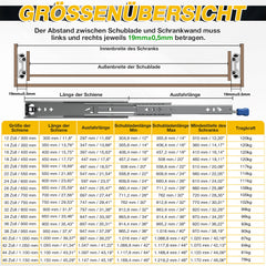 SWANEW Schwerlastauszug mit Verriegelung, Länge 300MM- 1150MM Schwerlastauszug