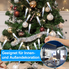 SWANEW Solar Eiszapfen Lichterkette, Eisregen Licht,IP44 Außen Fensterbeleuchtung, Weihnachtsdeko