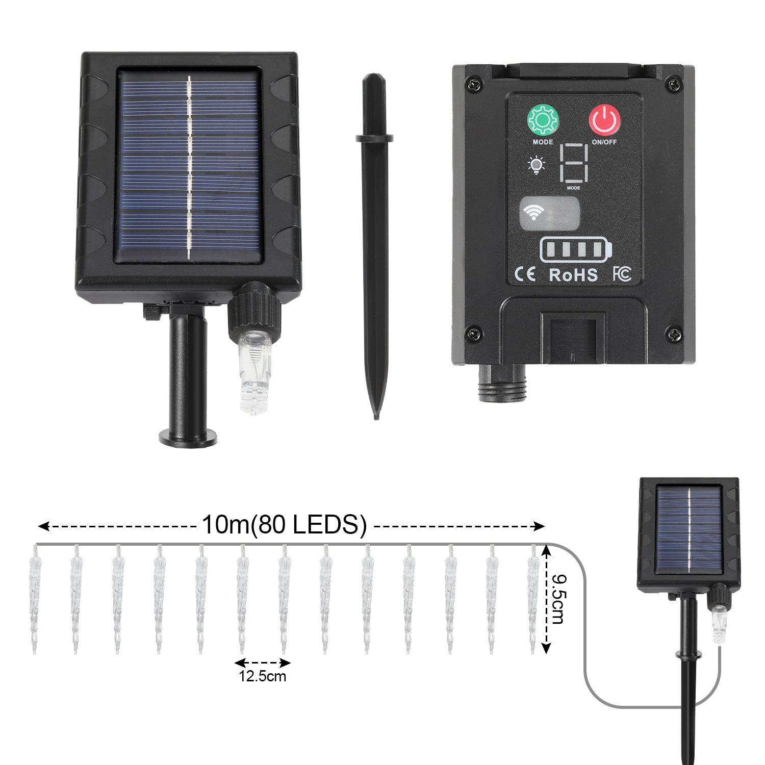 SWANEW Solar Eiszapfen Lichterkette, Eisregen Licht,IP44 Außen Fensterbeleuchtung, Weihnachtsdeko
