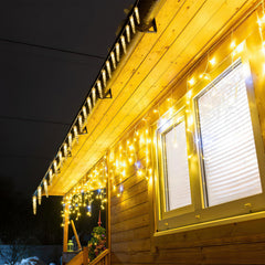 SWANEW Solar Eiszapfen Lichterkette, Eisregen Licht,IP44 Außen Fensterbeleuchtung, Weihnachtsdeko