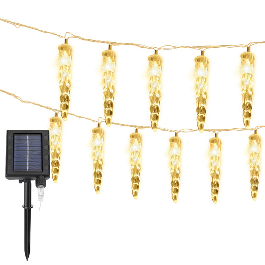 SWANEW Solar Eiszapfen Lichterkette, Eisregen Licht,IP44 Außen Fensterbeleuchtung, Weihnachtsdeko