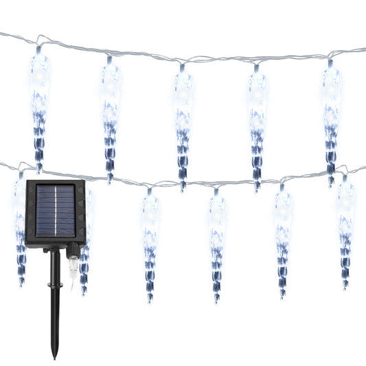 SWANEW Solar Eiszapfen Lichterkette, Eisregen Licht,IP44 Außen Fensterbeleuchtung, Weihnachtsdeko