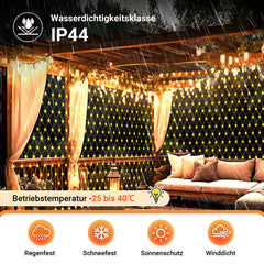 SWANEW Solar LED Lichternetz, IP44 LED Lichterkette, Lichtervorhang für Fenster Garten
