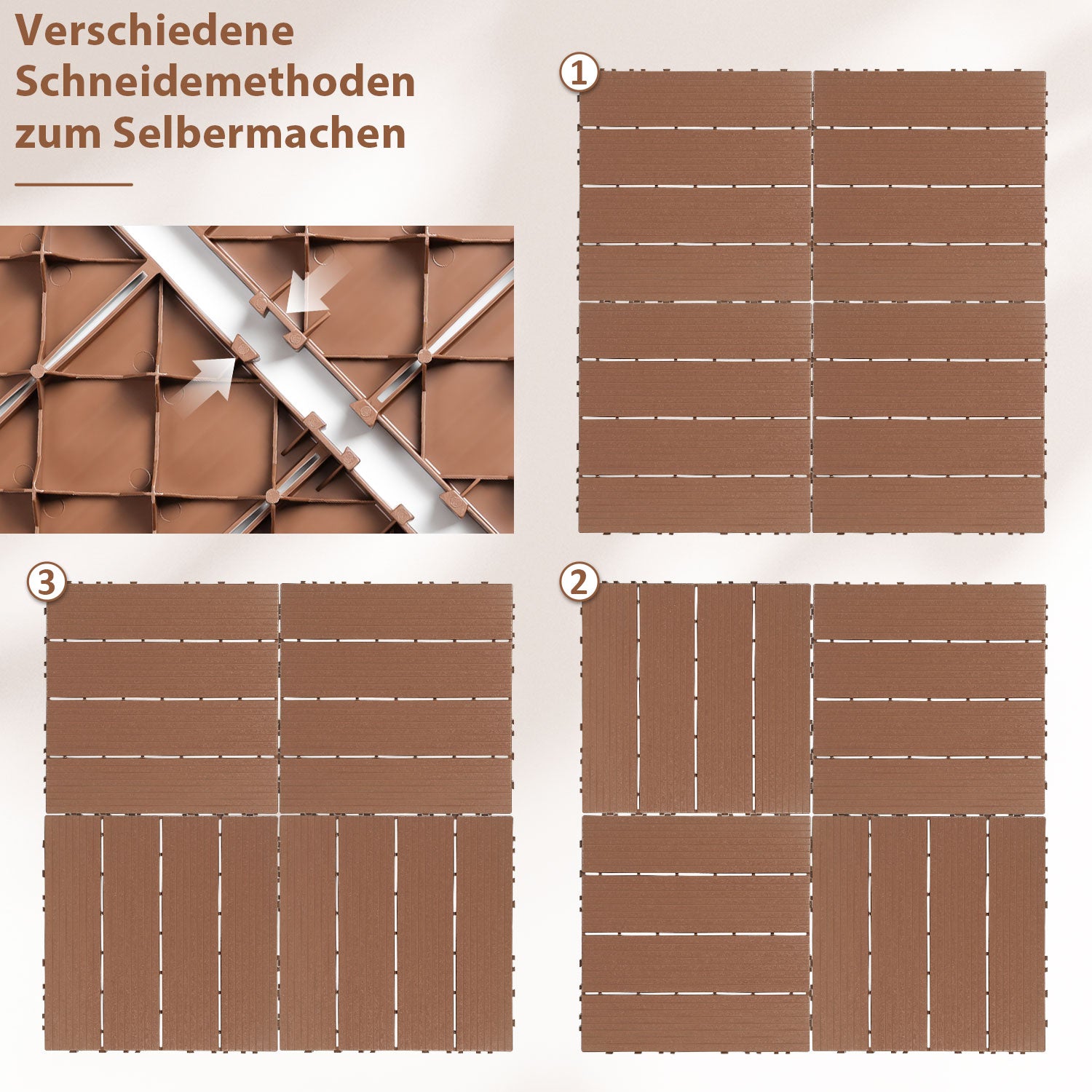 SWANEW PP Balkonfliesen Set 30x30cm, Terrassenfliesen, Klickfliesen