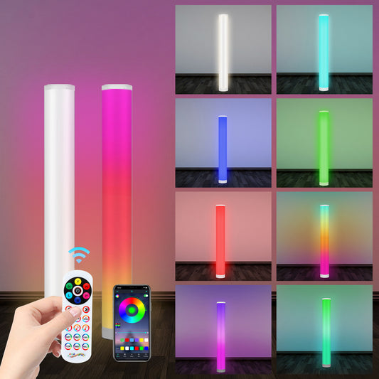 SWANEW LED RGB Stehlampe Dimmbar, LED Lichtsäule Höhe ca. 104cm, Standleuchte Smart Stehleuchte mit APP Steuerung [Energieklasse F]