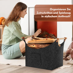 SWANEW Filzkorb, Brennholzkorb, Brennholztasche, Kaminholzkorb