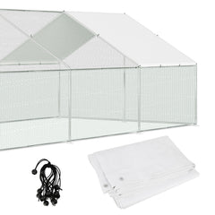 SWANEW Freilaufgehege Hühnerstall 3x6x2m, Geflügelstall mit Schloss, Hühnerhaus, Verzinkter Stahl