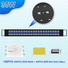 SWANEW LED Aquarium Beleuchtung 18W/30W/45W, Aquarienbeleuchtung 24/7 Modus, wasserdicht, 55-150cm, Aufsetzleuchte Vollspektrum Licht