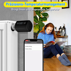 SWANEW Heizkörperthermostat, Thermostatisches Heizkörperventil, WiFi Smart Heizungsthermostat