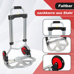 SWANEW Sackkarre klappbare, Stapelkarre, Transportkarre, 60kg Belastbarkeit