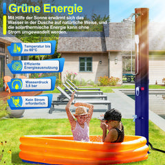 SWANEW Solardusche 20/35/40 Liter Solar Gartendusche Inkl. Schutzhaube und 180° Regenduschkopf, bis 60°C, 50 PSI Wasserdruck, ohne Stromanschluss, für den Garten Urlaub und Camping