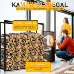 SWANEW Kaminholzregal, Brennholzregal, Holzstapelhilfe, Feuerholzregal aus Metall