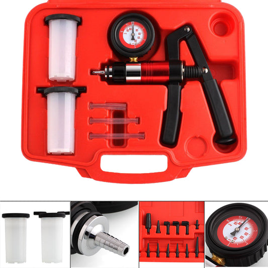 SWANEW Vakuum Pumpe Bremskolbenrücksteller Vakuumtester Druckpumpe Bremsfluessigkeit fuer Motorrad Tester, Bremsenentlueftungsgeraet Druckpruft Mit Tragetasche