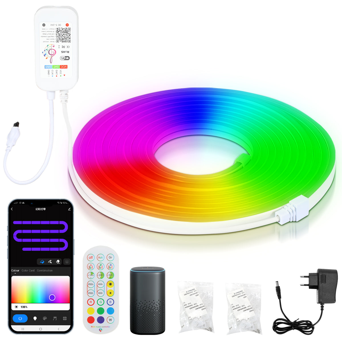 SWANEW 2-10M Neon LED Strip RGBIC Flex Schlauch Wasserfest, Diffus, Dimmbar, App-Steuerung