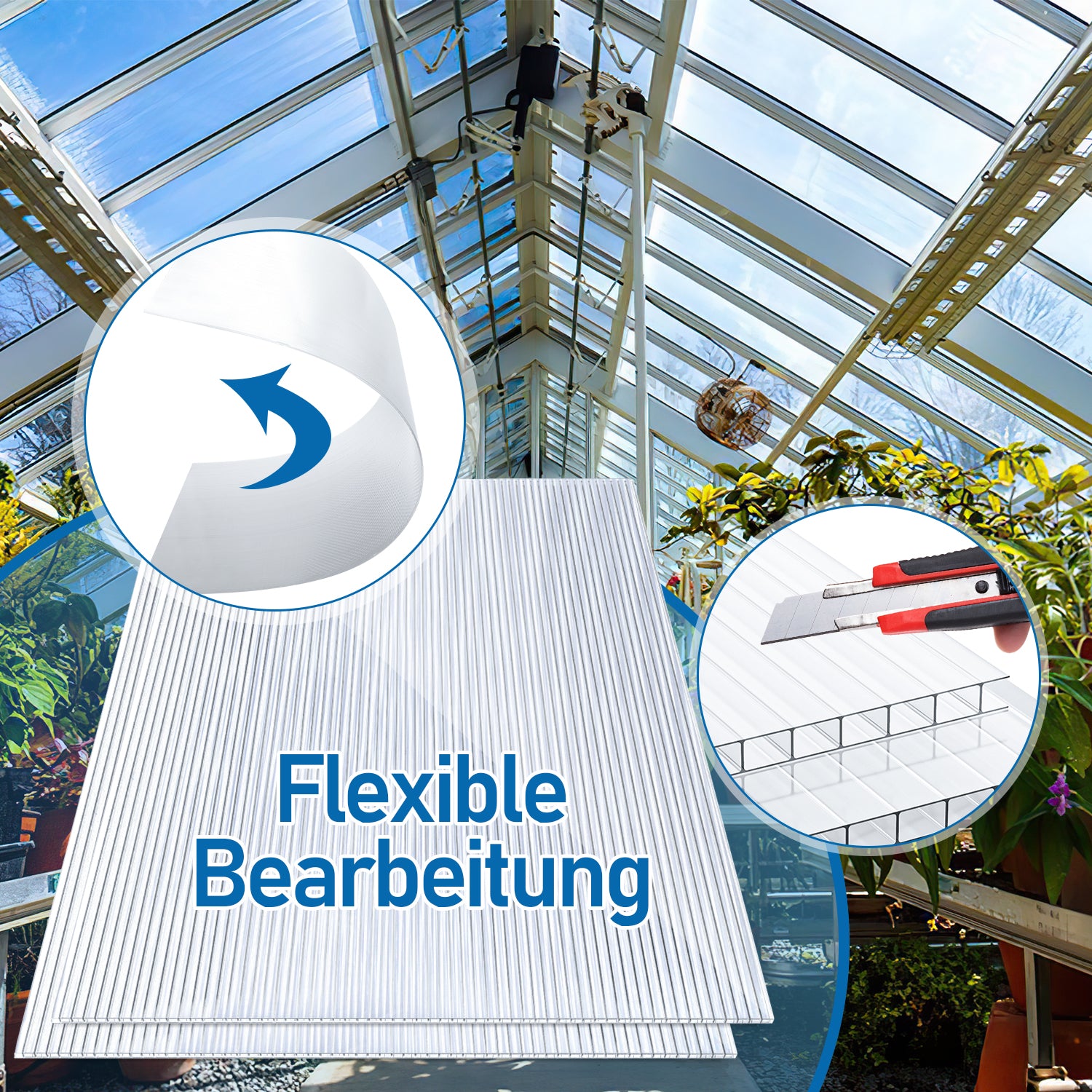4mm Polycarbonat Hohlkammerstegplatte 10,25 m² Transparent