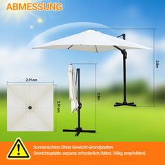 SWANEW Sonnenschirm 300 x 300 cm mit Gartenschirm mit Ständer Ampelschirm, Sonnenschutz UV50+, 360° Drehbar und Kippbar