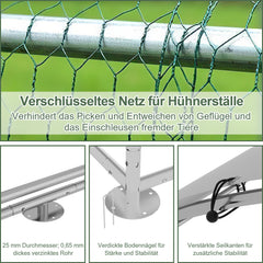 SWANEW Hühnerstall Freilaufgehege XL mit Schloss, 3x2x2m Verzinkter Stahl Hühnerhaus Freigehege Outdoor Geflügelstall Kuppeldach