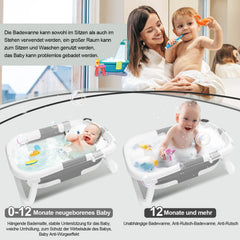SWANEW 50L Baby Badewanne, Faltbare babywanne mit Anti Stütze, baby wanne mit Echtzeit-Temperaturmessung, Badewanneneinsatz Baby-Badewanne, für Babys 0-6 Jahre