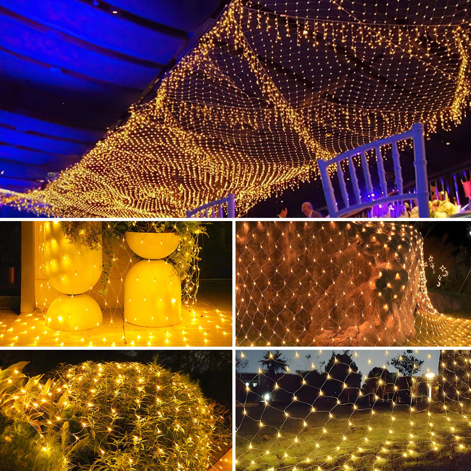 SWANEW LED Lichternetz Außen LED Lichtervorhang Lichterkette Netzlicht mit 8 Modi,  Memory-Funktion, IP44 Wasserdicht [Energieklasse G]