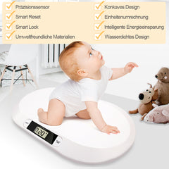 SWANEW Babywaage Flach Digitalwaage Stillwaage Tierwaage, fuer Neugeborene bis 20kg mit LCD-Display, Weiss (56cm x 35cm x 4.5cm)¡­
