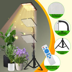 SWANEW Pflanzenlampe LED mit Ständer, Höhenverstellbare Pflanzenleuchte LED Vollspektrum, 242 LEDs Grow Lampe