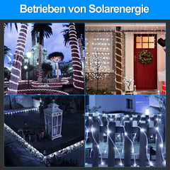 SWANEW Solar LED Lichtschlauch für Außen, 100 LEDs Lichterschlauch, IP65 LED Lichterkette, 8 Beleuchtungsmodi, 10-30m [Energieklasse F]