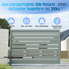SWANEW Flügeltorantrieb Automatischer, Drehtorantrieb Toröffner, 50W 300kgx2, Doppelflügeltorantrieb