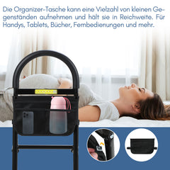 SWANEW Aufstehhilfe Bett, Aufstehhilfe Bett Senioren, mit Sensorlich, Aufstehhilfen mit Lagerung Tasche, Aufstehhilfe Höhenverstellbarer, Haltegriffe für Senioren